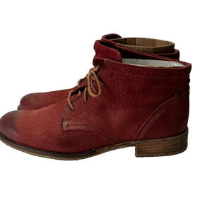 JOSEF SEIBEL Ankle Boots Womens 9 Sienna 03 Red Grain Leather Lace Up